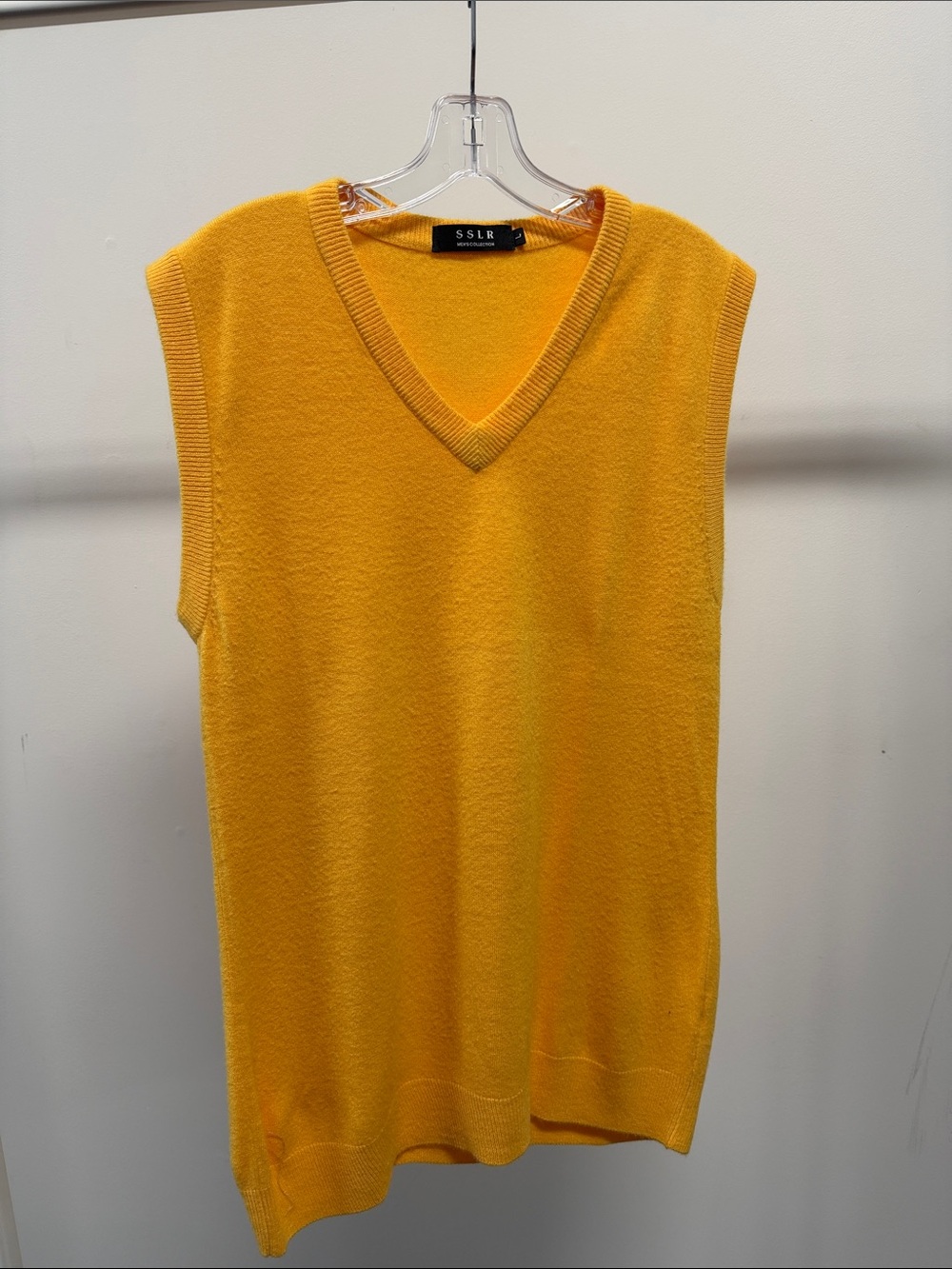SSLR Men’s V-Neck Sweater Vest in Mustard Yellow